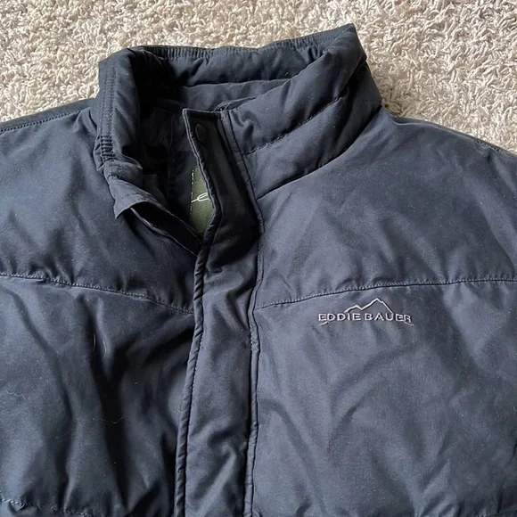 EUC Men’s Eddie Bauer Premium Goose Down EB550 Black Puffer Jacket SZ Tall Large
